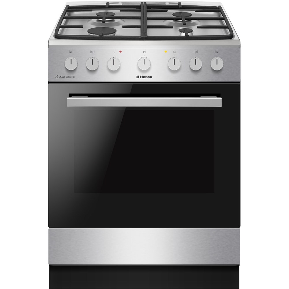 Aragaz HANSA FCMX69129H, 4 arzatoare, Gaz + Electric, L 60 cm, Grill, inox