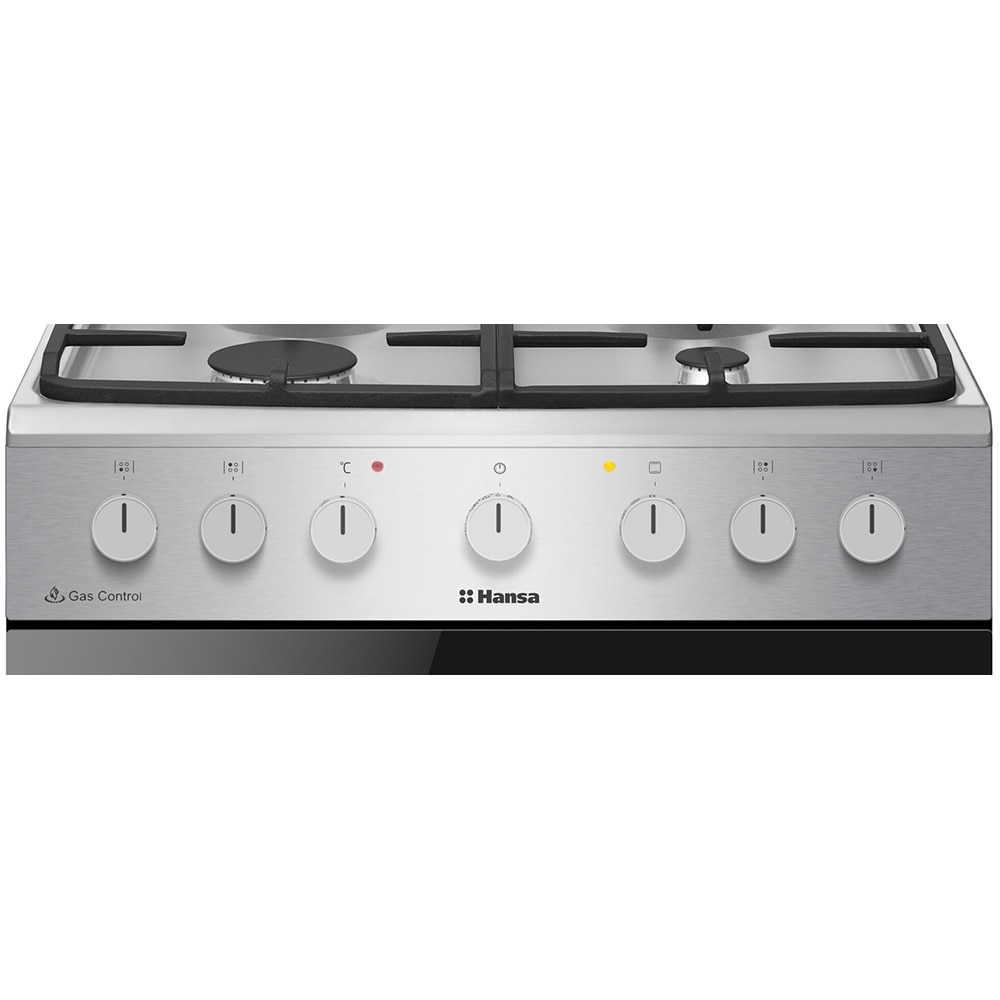 Aragaz HANSA FCMX69129H, 4 arzatoare, Gaz + Electric, L 60 cm, Grill, inox