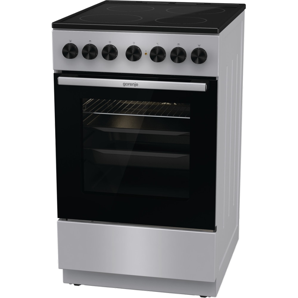 Aragaz GORENJE GEC5B41SG, 4 arzatoare, Electric, L 50 cm, Grill, gri