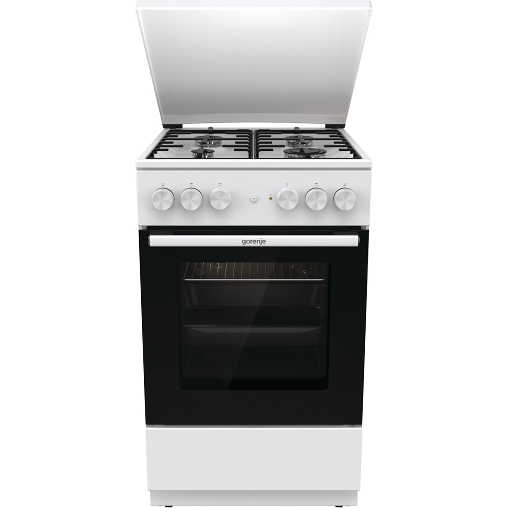 Aragaz GORENJE GK5A22WH, 4 arzatoare, Gaz + Electric, L 50 cm, Grill, alb