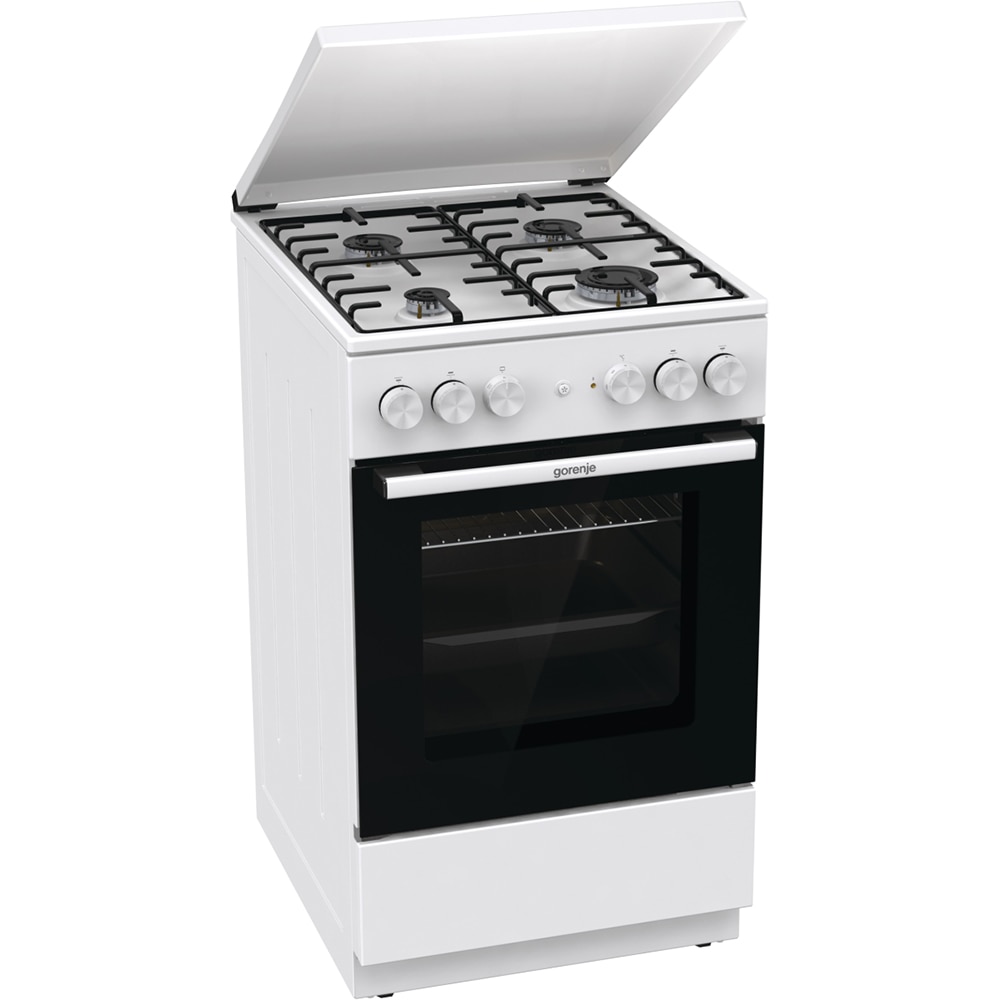 Aragaz GORENJE GK5A22WH, 4 arzatoare, Gaz + Electric, L 50 cm, Grill, alb