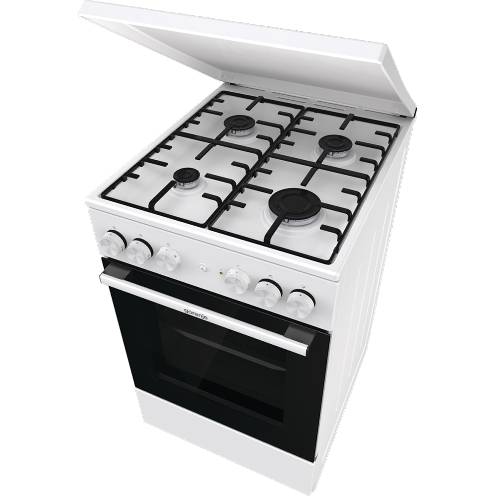 Aragaz GORENJE GK5A22WH, 4 arzatoare, Gaz + Electric, L 50 cm, Grill, alb