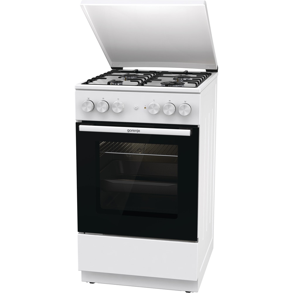 Aragaz GORENJE GK5A22WH, 4 arzatoare, Gaz + Electric, L 50 cm, Grill, alb