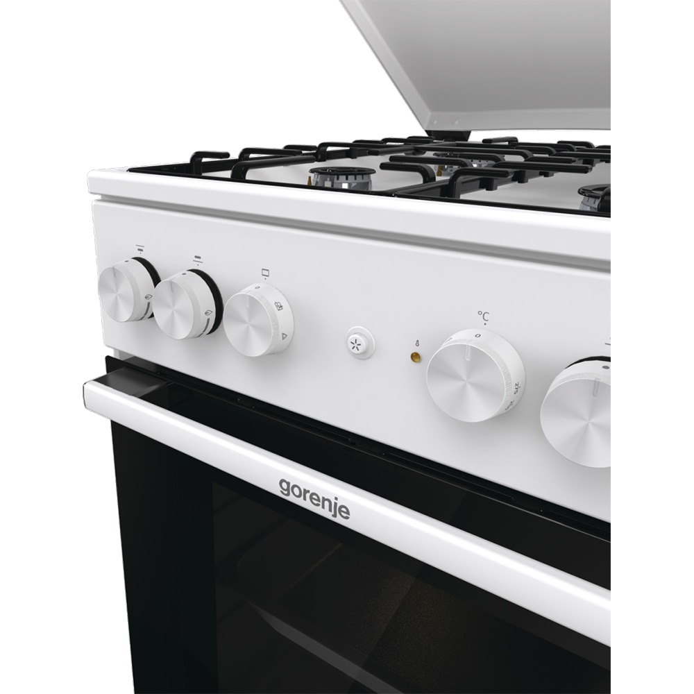 Aragaz GORENJE GK5A22WH, 4 arzatoare, Gaz + Electric, L 50 cm, Grill, alb