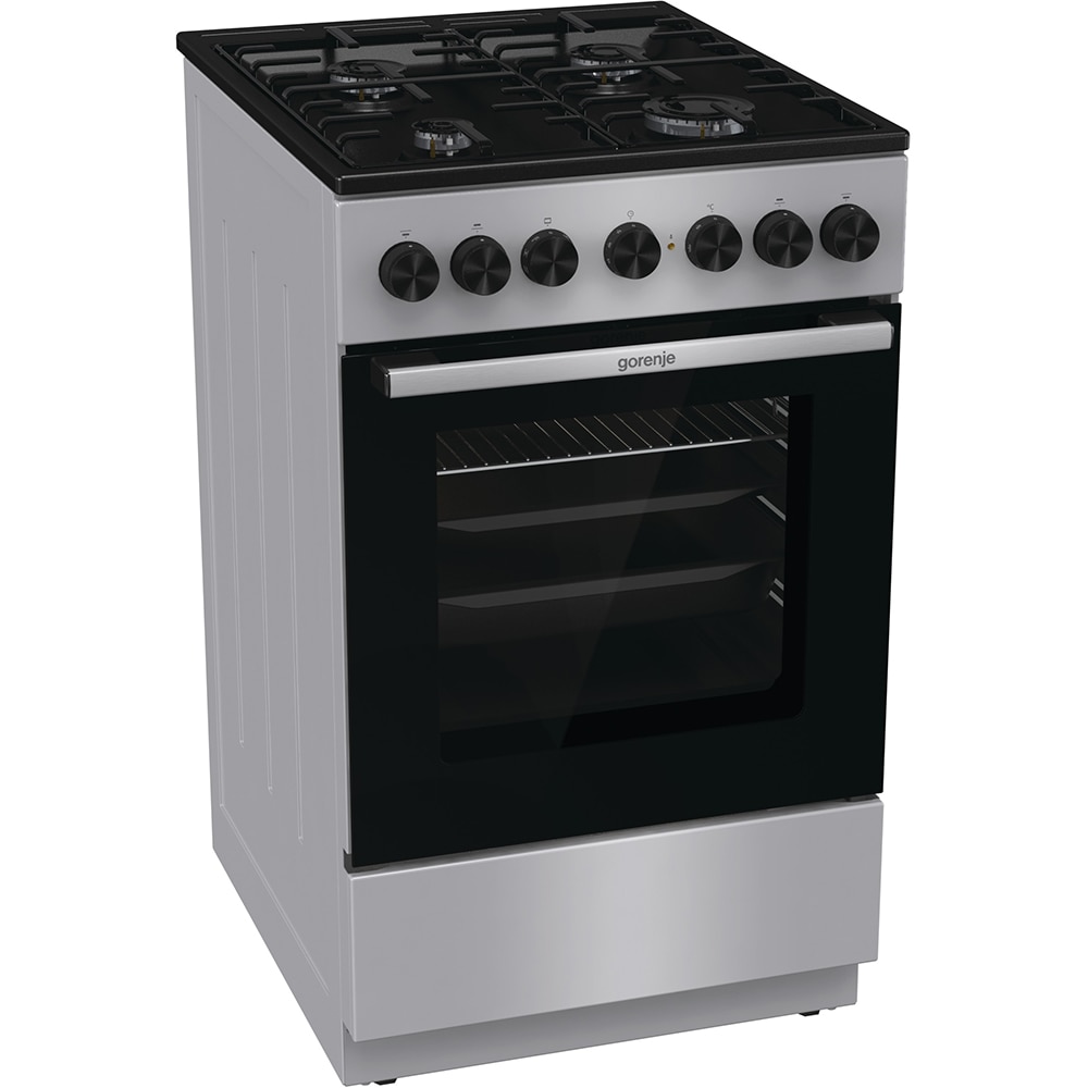 Aragaz GORENJE GK5B41SH, 4 arzatoare, Gaz + Electric, L 50 cm, Grill, gri
