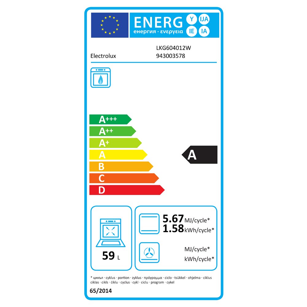 Aragaz ELECTROLUX LKG604012W, 4 arzatoare, Gaz, L 60 cm, Grill, Rotisor, alb