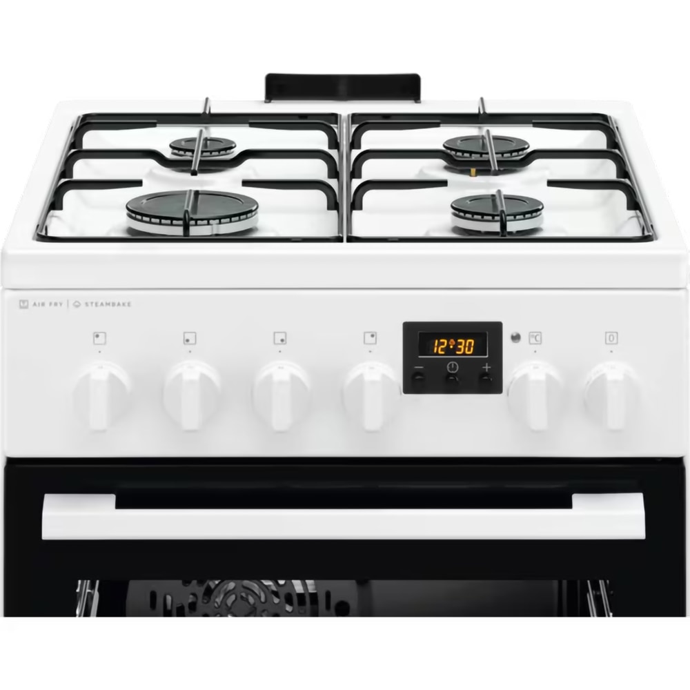 Aragaz ELECTROLUX LKK560232W, SteamBake, AirFry, 4 arzatoare, Gaz + Electric, L 50 cm, Grill, alb