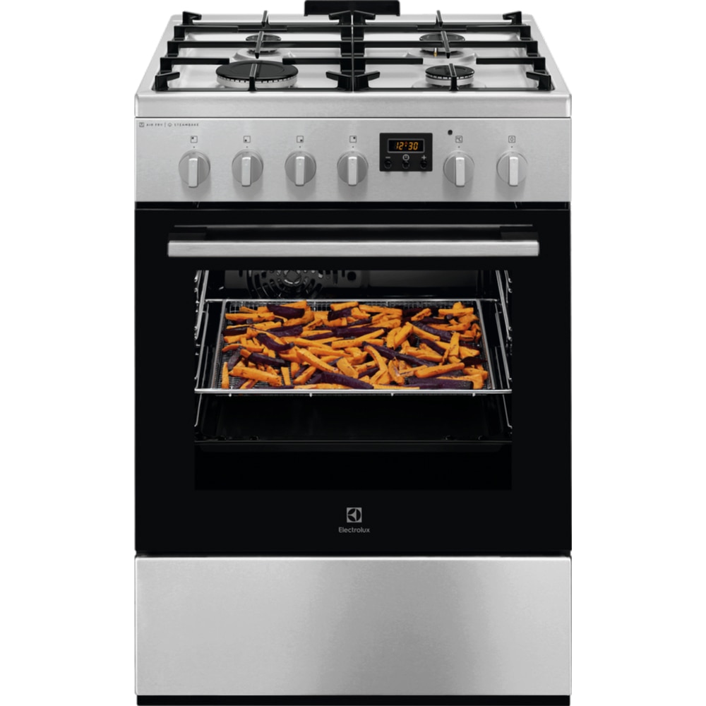 Aragaz ELECTROLUX LKK660220X, SteamBake, AirFry, 4 arzatoare, Gaz + Electric, L 60 cm, Grill, inox