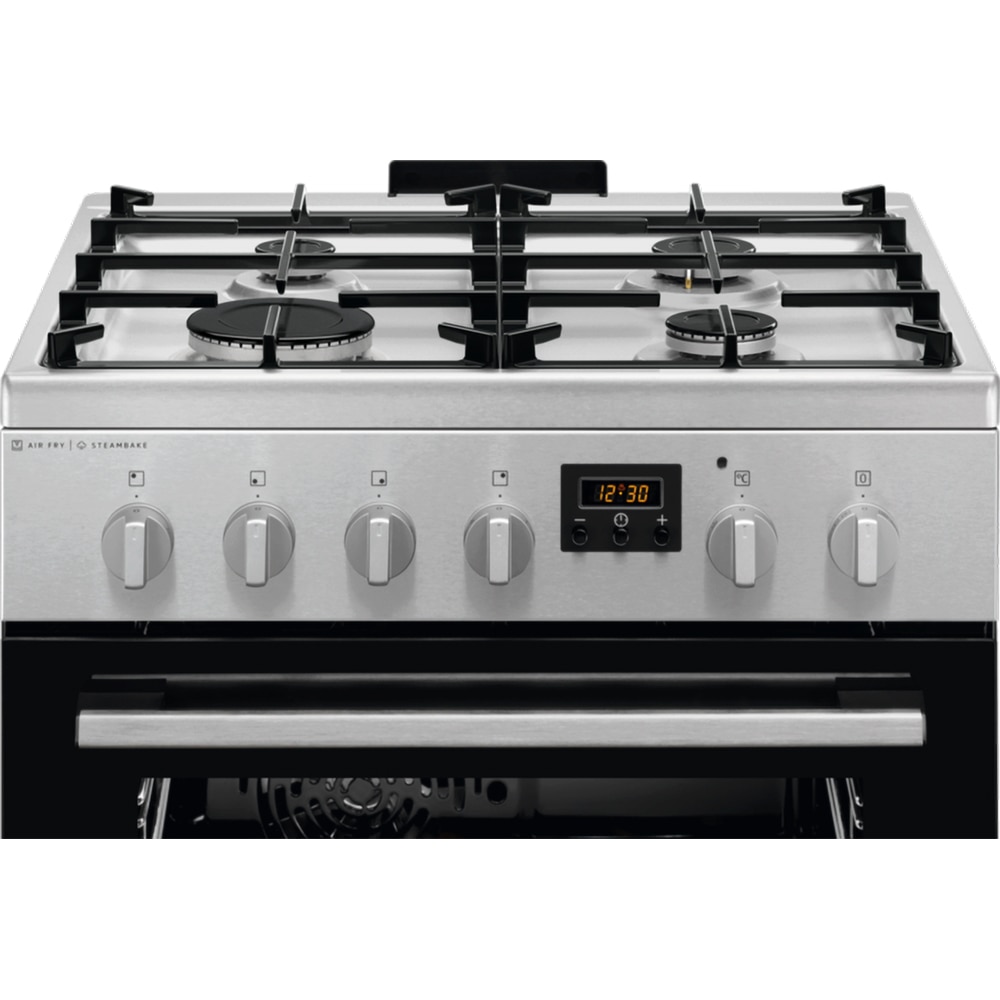 Aragaz ELECTROLUX LKK660220X, SteamBake, AirFry, 4 arzatoare, Gaz + Electric, L 60 cm, Grill, inox