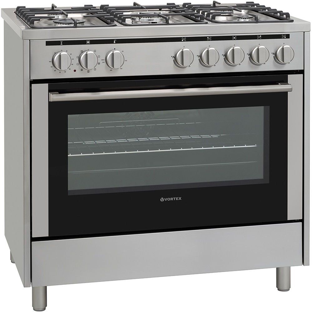 Aragaz VORTEX VAG9060SS01V, 5 arzatoare, Gaz + Electric, L 90 cm, Grill, inox