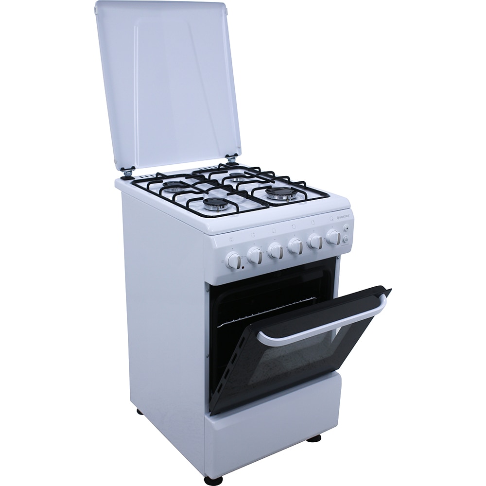 Aragaz VORTEX VAM5060WH01K, 4 arzatoare, Gaz + Electric, L 50 cm, Grill, alb