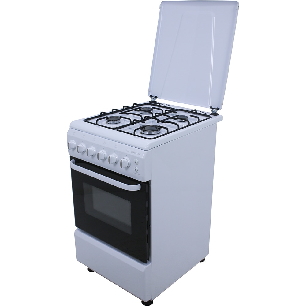 Aragaz VORTEX VAM5060WH01K, 4 arzatoare, Gaz + Electric, L 50 cm, Grill, alb