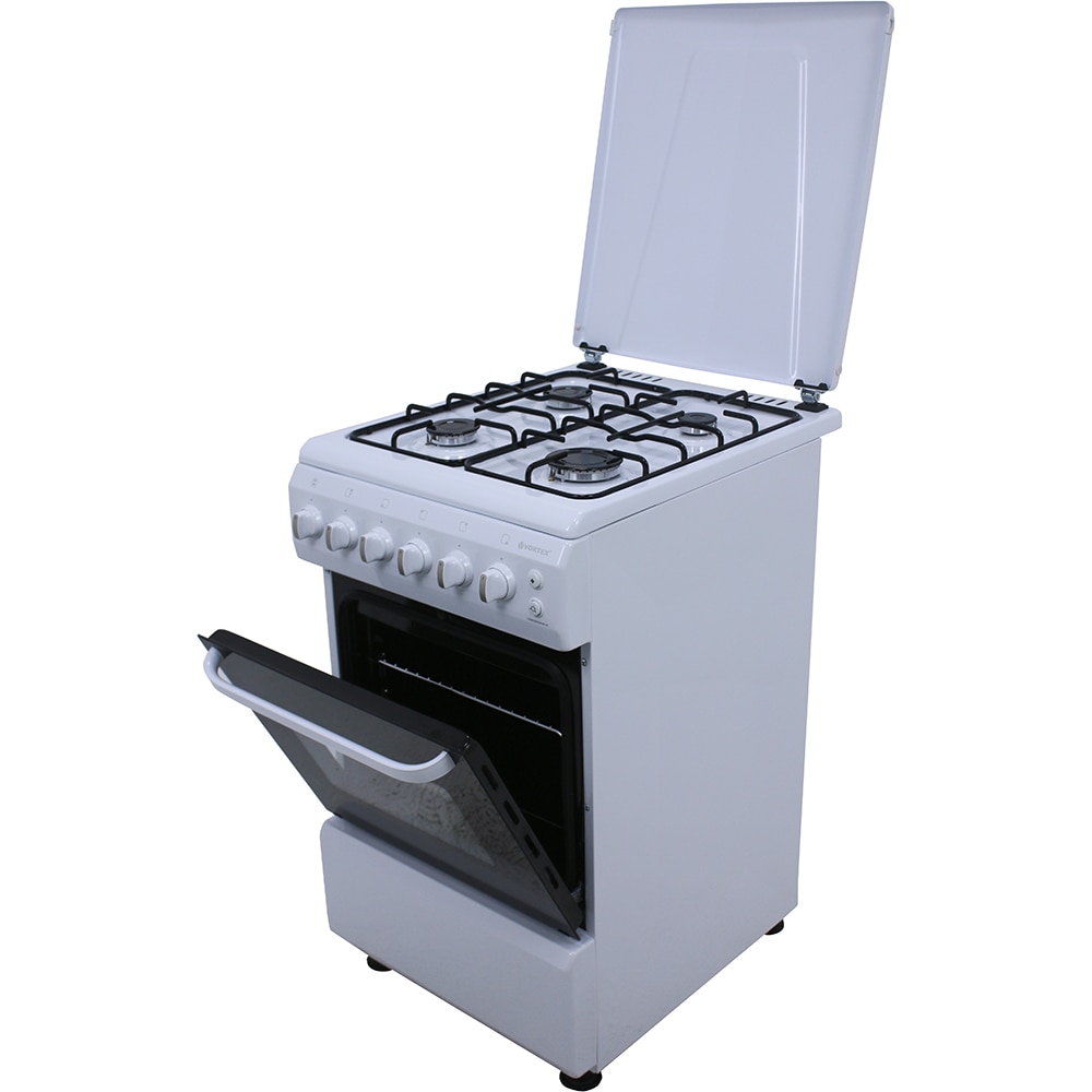 Aragaz VORTEX VAM5060WH01K, 4 arzatoare, Gaz + Electric, L 50 cm, Grill, alb