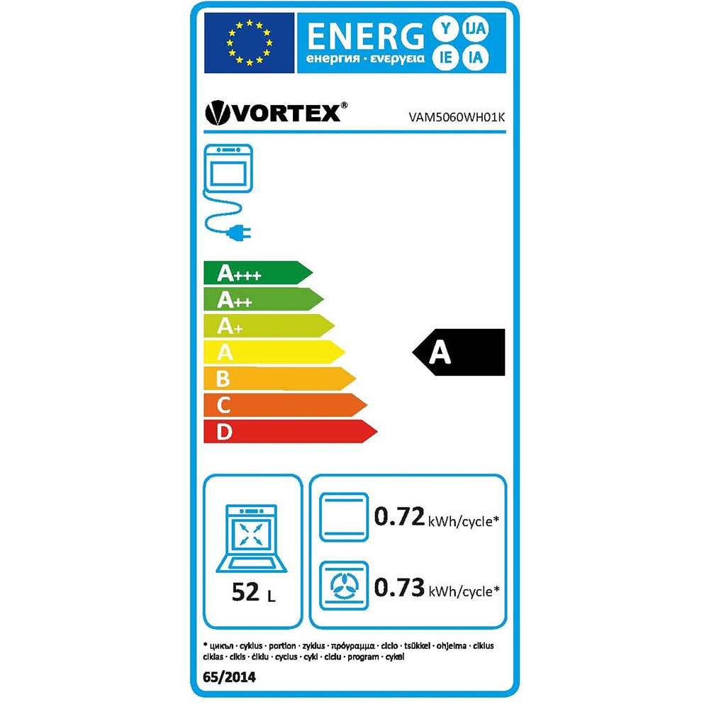 Aragaz VORTEX VAM5060WH01K, 4 arzatoare, Gaz + Electric, L 50 cm, Grill, alb