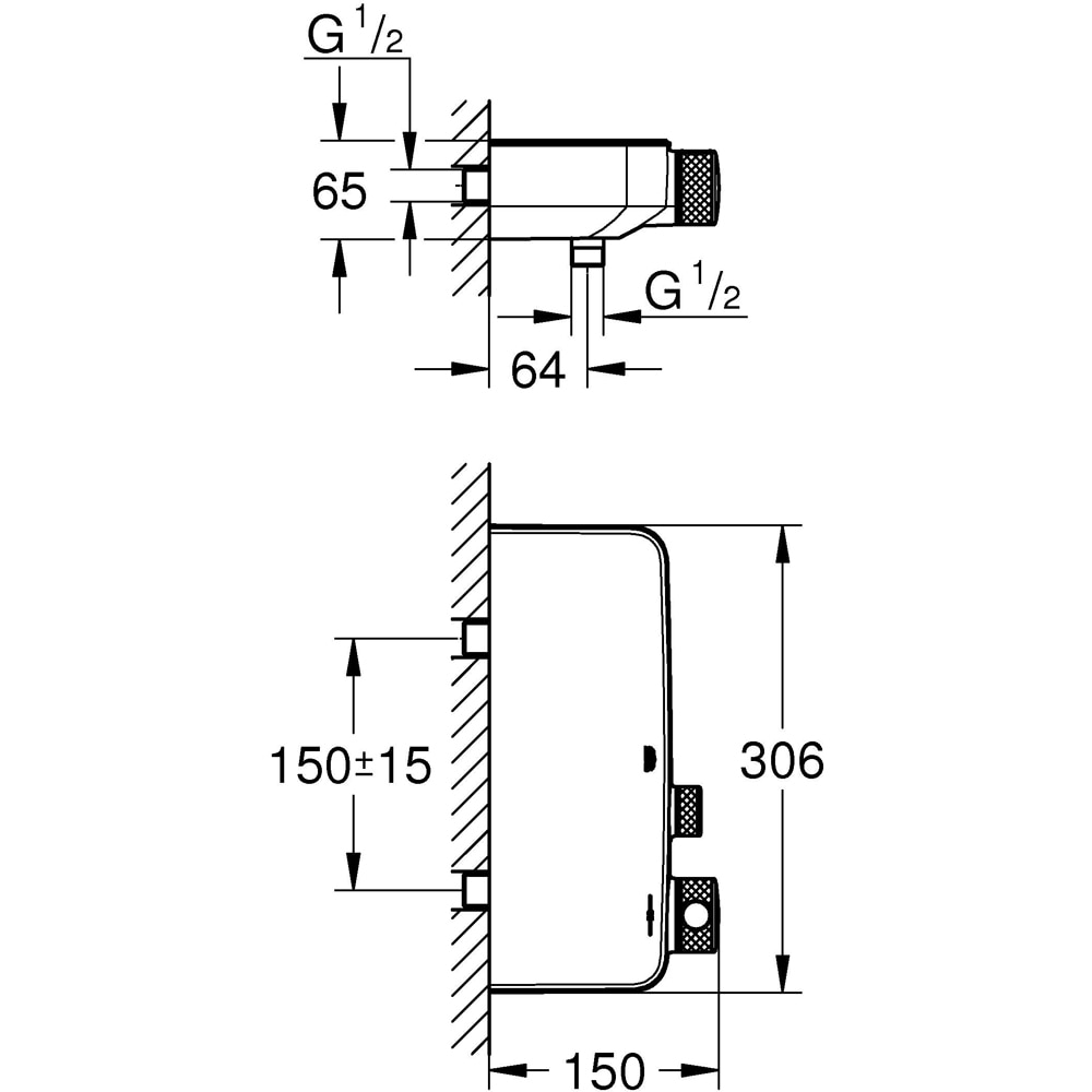 Baterie dus GROHE Grohtherm Smart Control 102169KF00, alama sanitara, negru