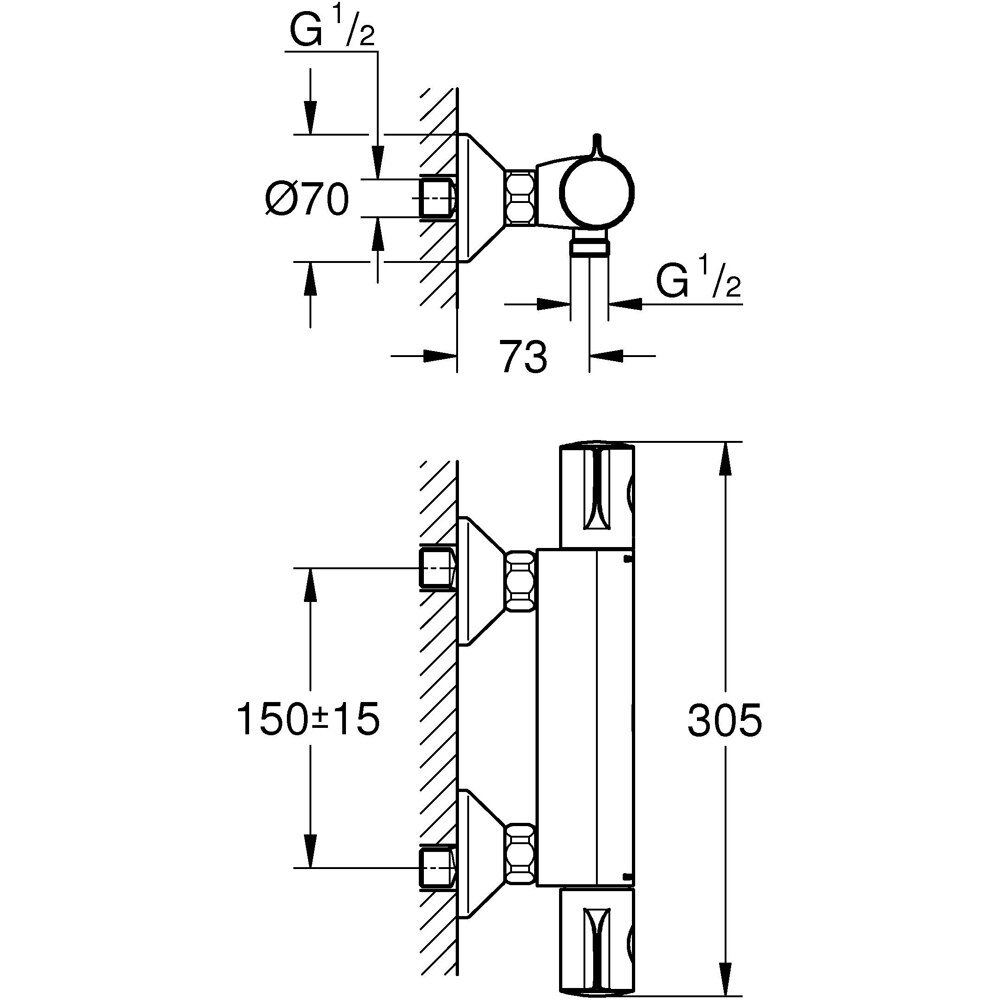 Baterie dus GROHE Grohtherm 800 1022022430, alama sanitara, negru