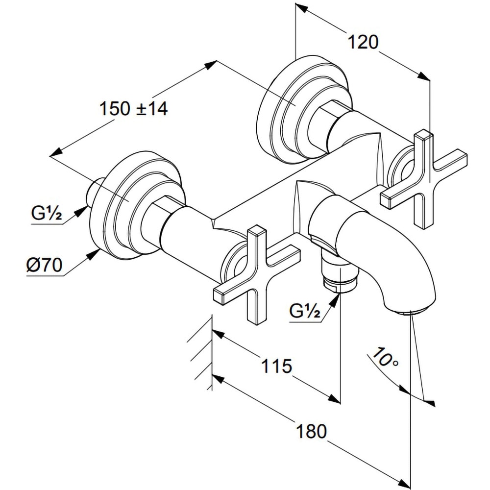 Baterie cada KLUDI Nova Fonte 205400520, alama sanitara, argintiu