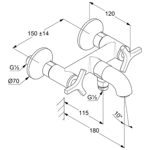 Baterie cada KLUDI Nova Fonte 205400539, alama sanitara, argintiu