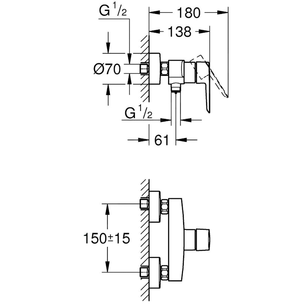 Baterie dus GROHE Start 24208002, alama, argintiu