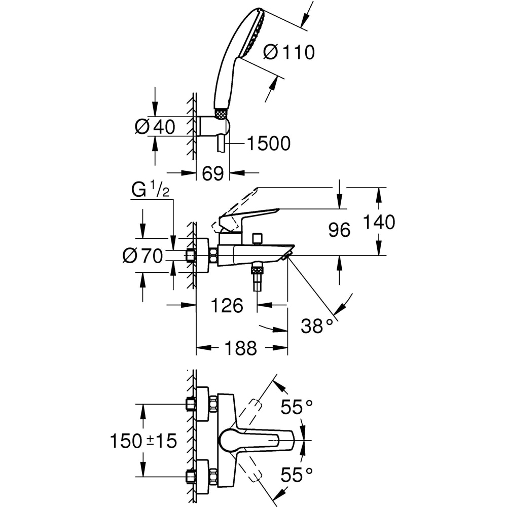 Set dus GROHE Start 25283002, 1 functie, crom