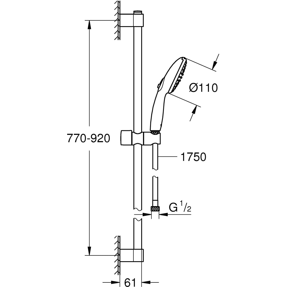Coloana dus GROHE Tempesta 110 26163003, 2 functii, crom