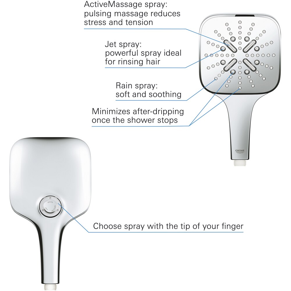 Para dus GROHE Rainshower SmartActive 130 Cube 26552000, 3 functii, crom