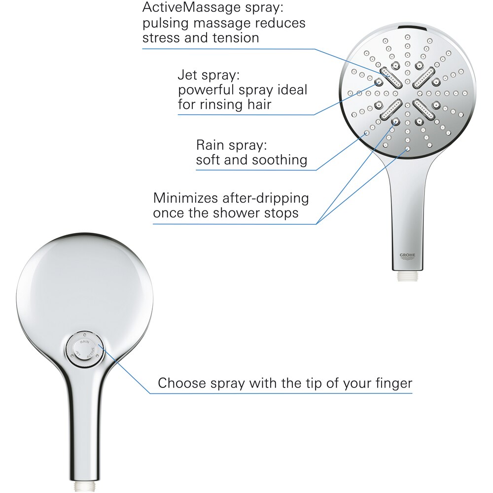 Para dus GROHE Rainshower SmartActive 130 26574000, 3 functii, crom