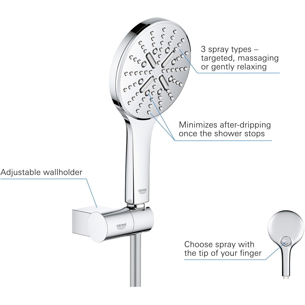 Para dus GROHE Rainshower SmartActive 130 26580000, 3 functii, crom