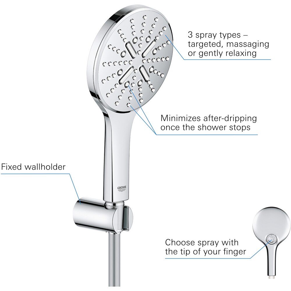 Para dus GROHE Rainshower SmartActive 130 26581000, 3 functii, crom