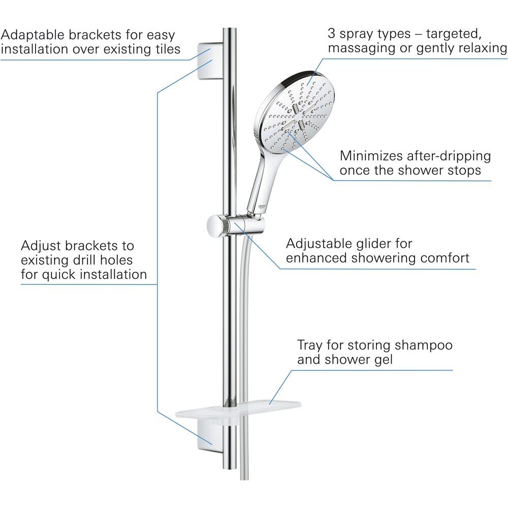 Coloana dus GROHE Rainshower SmartActive 150 26592000, 3 functii, crom