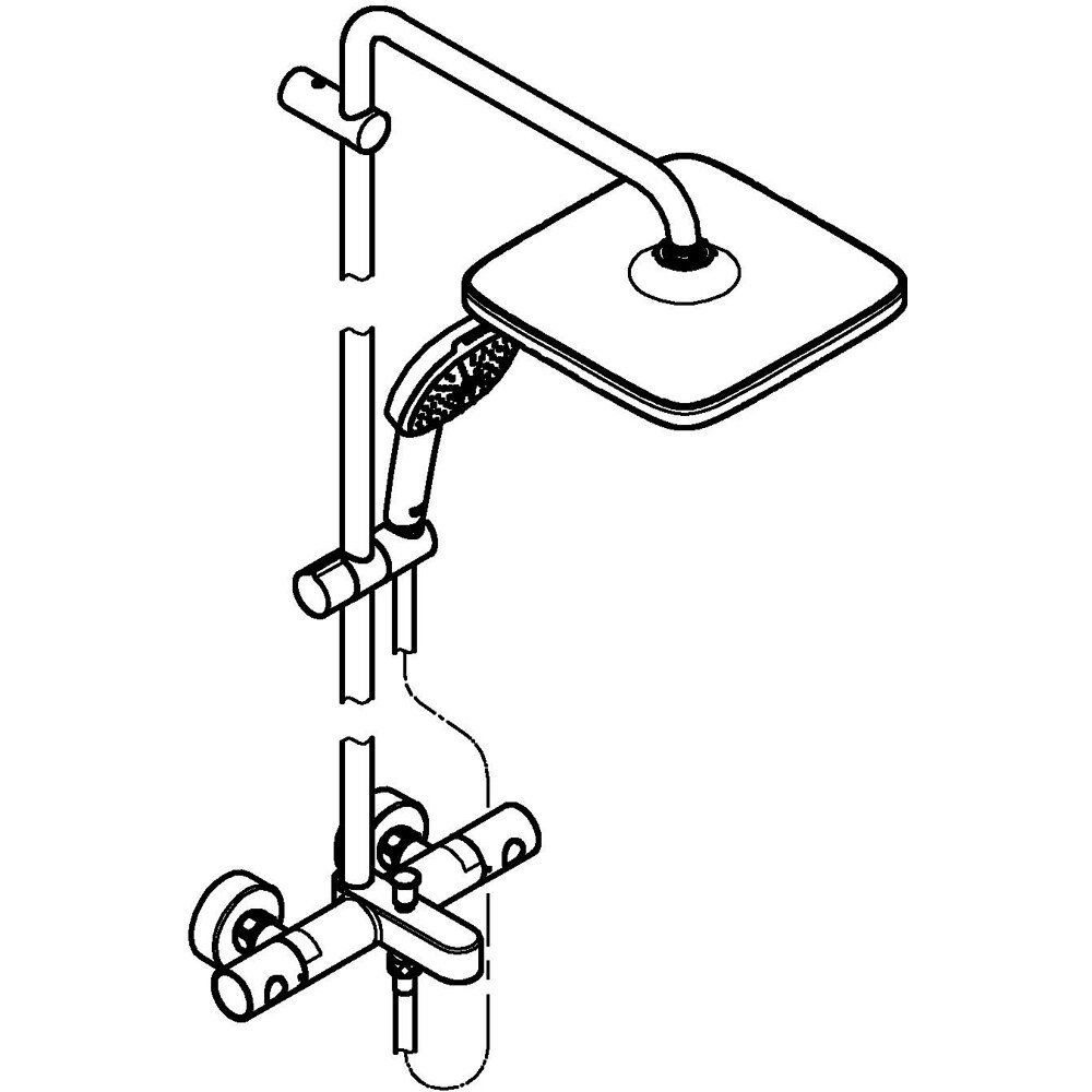 Sistem dus GROHE Tempesta Cube 250 266912431, termostat, 1 functie, negru