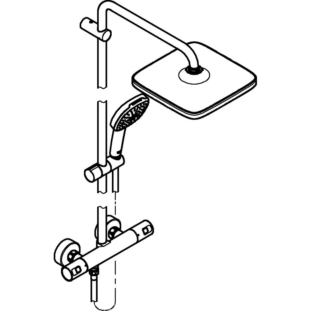 Sistem dus GROHE Vitalio Cube 250 26696001, termostat, 1 functie, crom