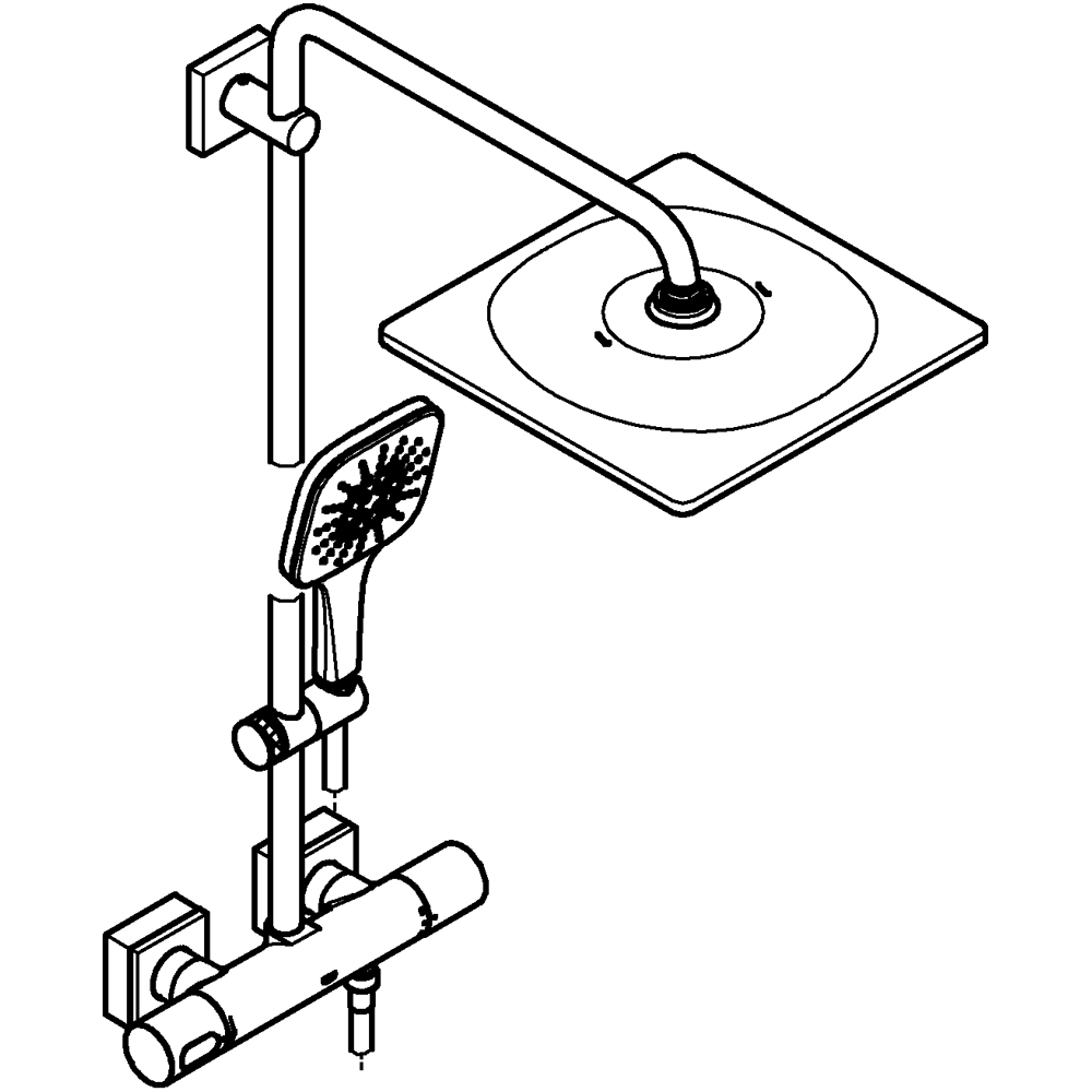 Sistem dus GROHE SmartActive Cube 310 26837GL0, termostat, 1 functie, auriu