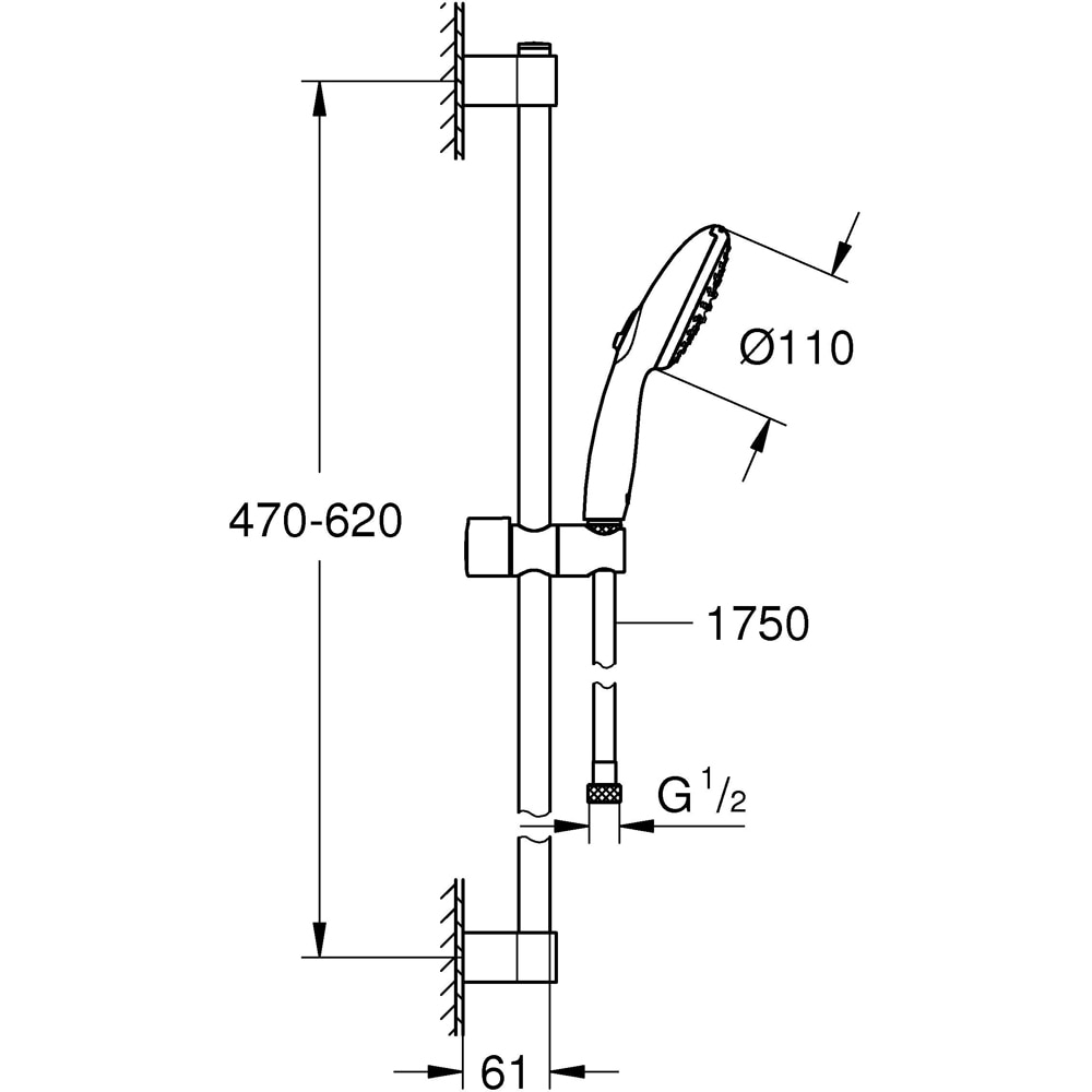 Coloana dus GROHE Tempesta 110 269152433, 2 functii, negru