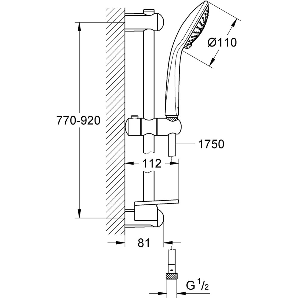 Coloana dus GROHE Euphoria 110 27227001, 3 functii, crom
