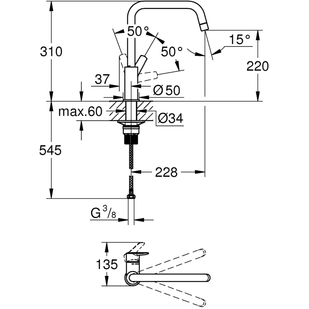 Baterie bucatarie GROHE Start 304702430, alama sanitara, negru