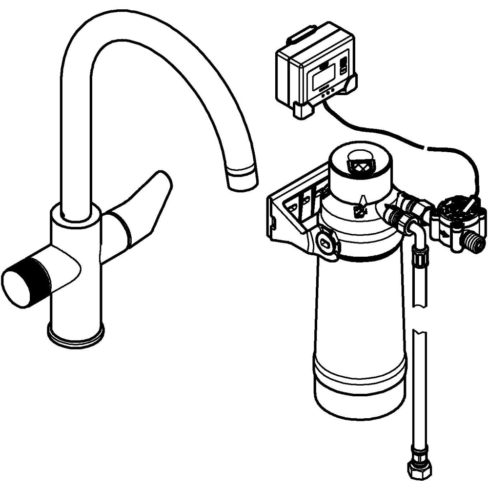 Baterie bucatarie GROHE Bau Blue Pure 30555000, alama sanitara, crom