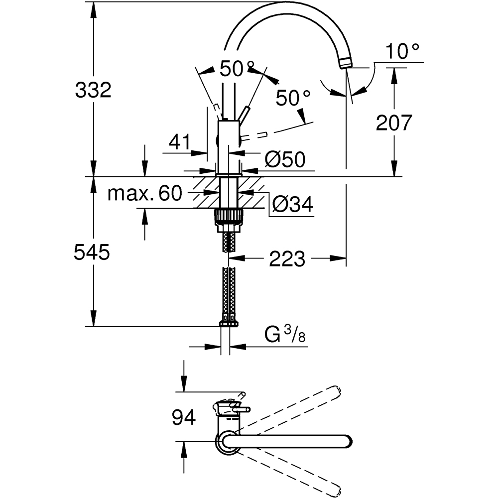 Baterie bucatarie GROHE Start Classic 31553001, alama, crom