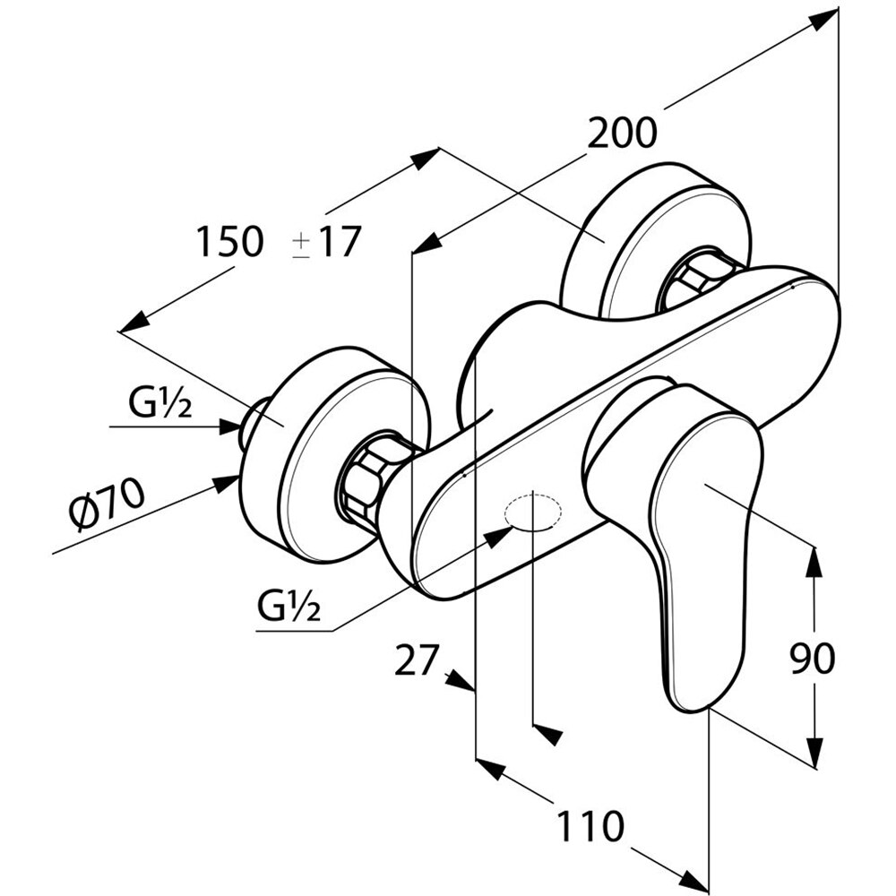 Baterie dus KLUDI Objekta 327640575, alama sanitara, argintiu
