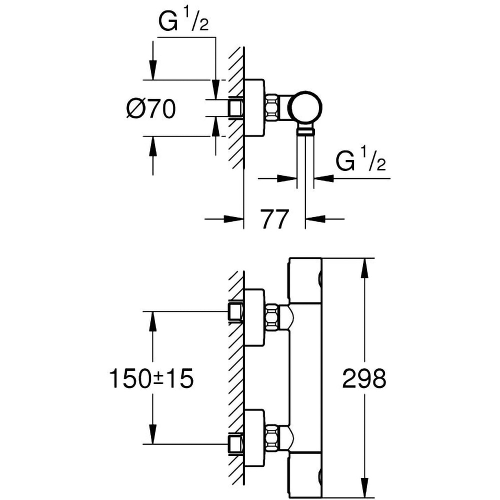 Baterie dus GROHE Grohtherm 1000 Cosmo 34065GN2, alama, auriu