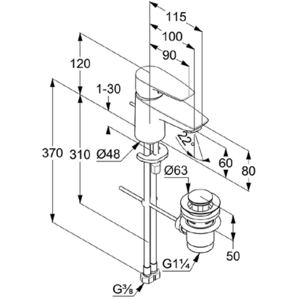 Baterie lavoar KLUDI Pure&Solid 343850575, alama sanitara, argintiu