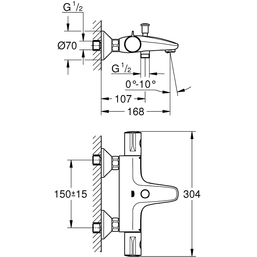 Baterie cada-dus GROHE Grohtherm 800 34576000, alama, argintiu