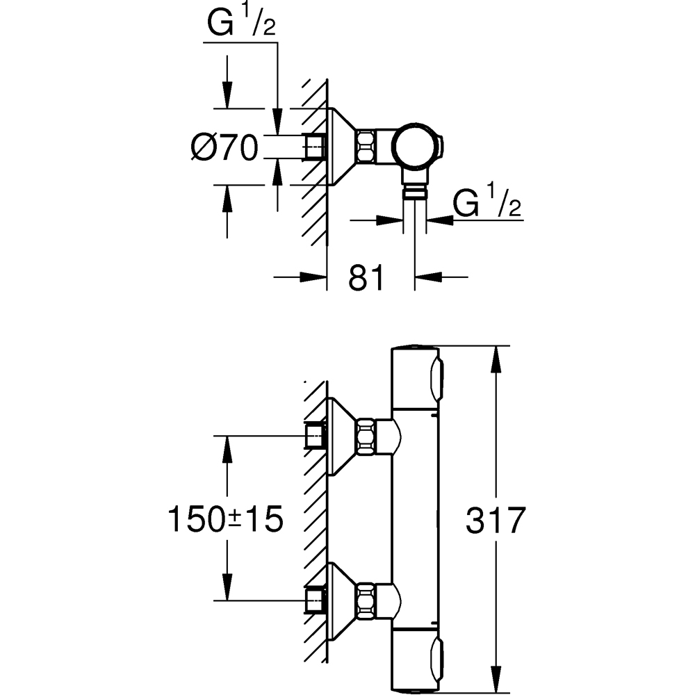 Baterie dus GROHE Grohtherm 500 347932430, alama sanitara, negru