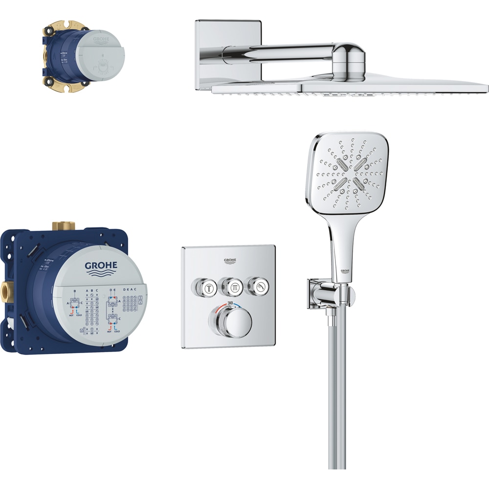 Sistem dus GROHE SmartControl Cube 310 34864000, termostat, 3 functii, crom