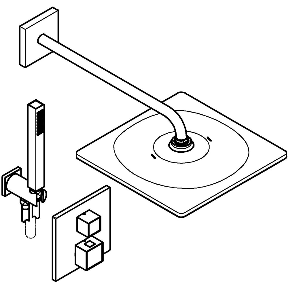 Sistem dus GROHE Precision Cube 310 34879000, termostat, 1 functie, crom