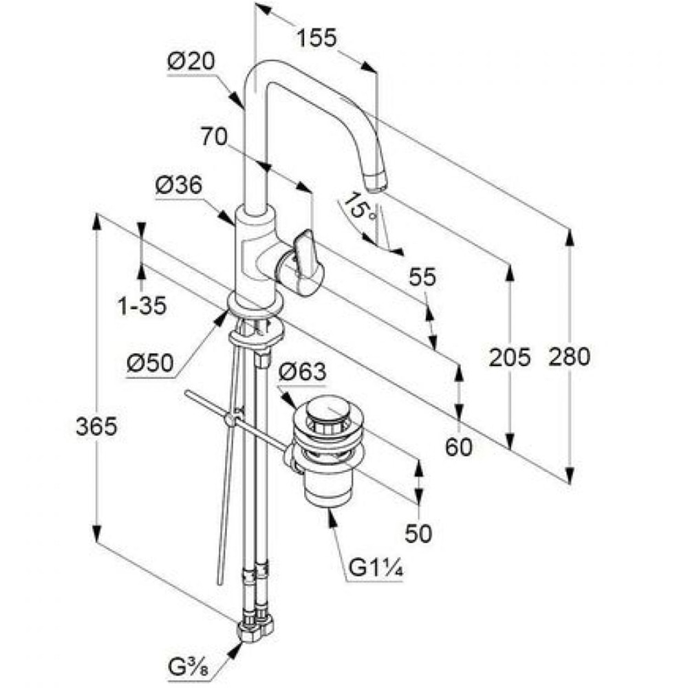 Baterie lavoar KLUDI Pure&Easy 370230565, alama sanitara, argintiu