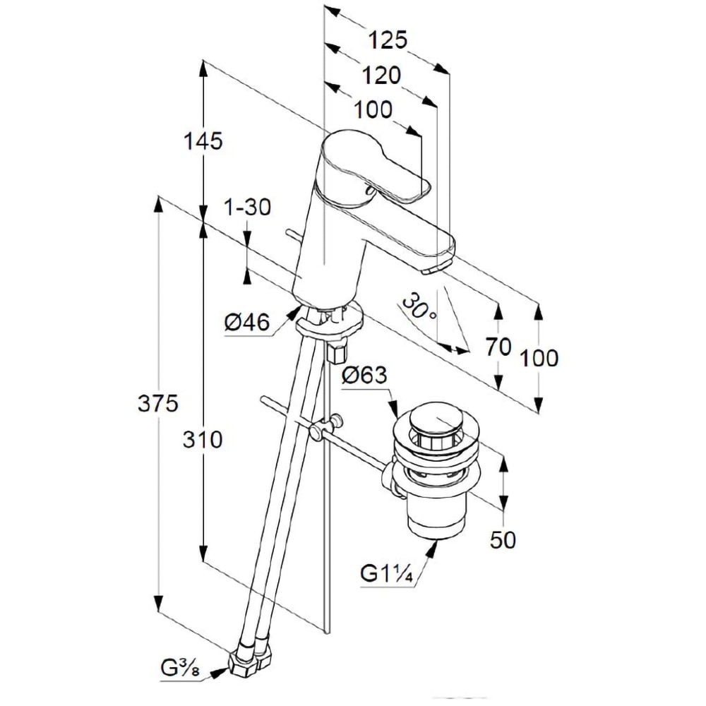 Baterie lavoar KLUDI Pure&Easy 372820565, alama sanitara, argintiu