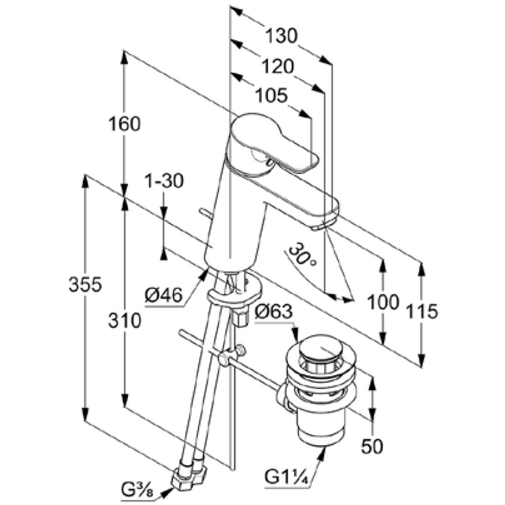 Baterie lavoar KLUDI Pure&Easy 372909165, alama sanitara, alb