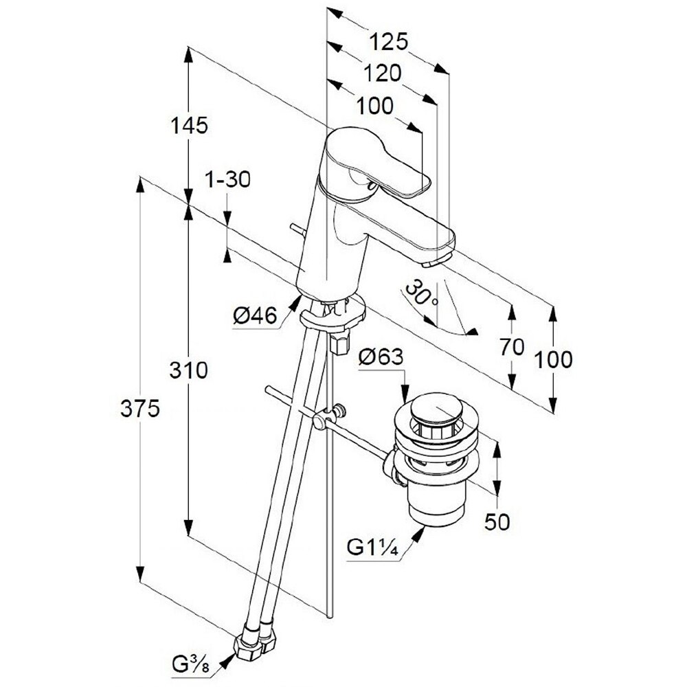 Baterie lavoar KLUDI Pure&Easy 373820565, alama sanitara, argintiu