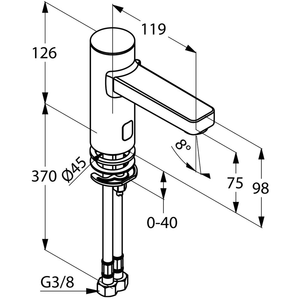 Baterie lavoar electronica KLUDI Zenta E 3810005, alama sanitara, argintiu